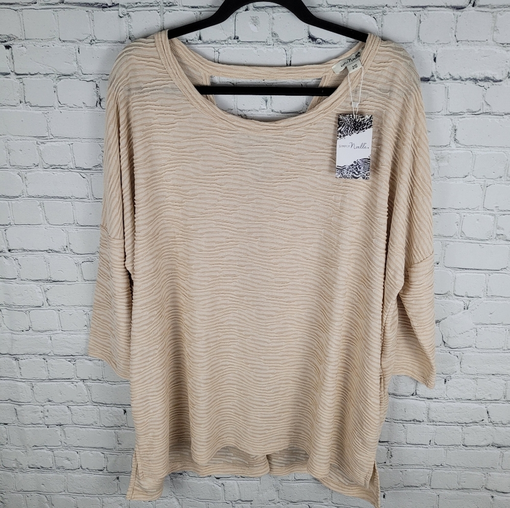 SIMPLY NOELLE | textured pocket oversized flowy cutout blouse